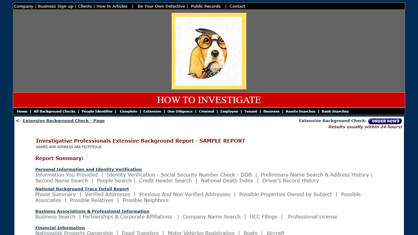 Extensive Background Check Report - Databases Included - Sample Report ...